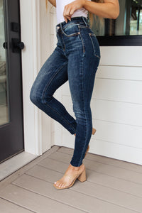 Thumbnail for Lydia Mid Rise Vintage Raw Hem Skinny Jeans