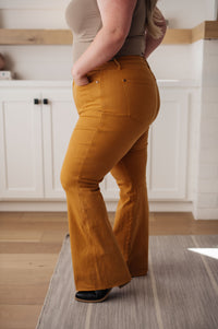 Thumbnail for Melinda High Rise Control Top Flare Jeans in Marigold