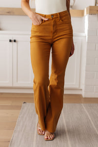 Thumbnail for Melinda High Rise Control Top Flare Jeans in Marigold