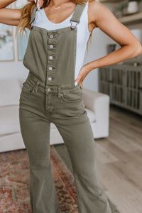 Thumbnail for Olivia Control Top Release Hem Overalls in Olive