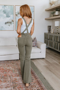 Thumbnail for Olivia Control Top Release Hem Overalls in Olive