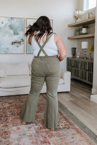 Thumbnail for Olivia Control Top Release Hem Overalls in Olive