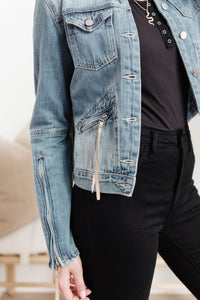 Thumbnail for On The Fringe Jacket in Denim