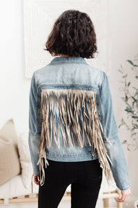 Thumbnail for On The Fringe Jacket in Denim