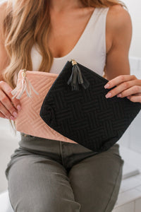 Thumbnail for Quilted Travel Zip Pouch in Black