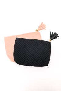 Thumbnail for Quilted Travel Zip Pouch in Black