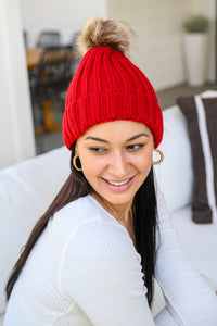 Thumbnail for Rib Knit Beanie With Detachable Pom Pom In Wine