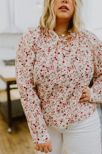 Thumbnail for Stella Notched Neck Floral Long Sleeve Blouse