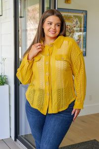 Thumbnail for Sweeter Than Nectar Lace Button Down in Honey