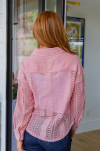 Thumbnail for Sweeter Than Nectar Lace Button Down in Rose