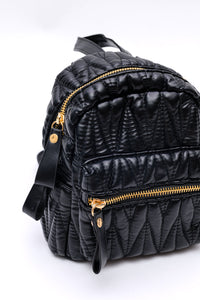 Thumbnail for Take It With You Quilted Mini Backpack in Black