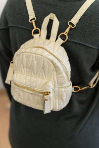 Thumbnail for Take It With You Quilted Mini Backpack in Cream