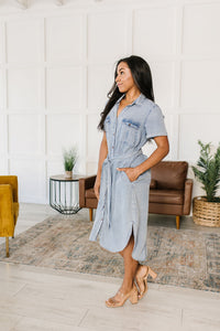 Thumbnail for Wait For It Denim Shirt Dress