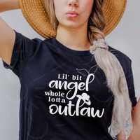 Thumbnail for Country Concert Shirt | Lil Bit Angel Whole Lotta Outlaw