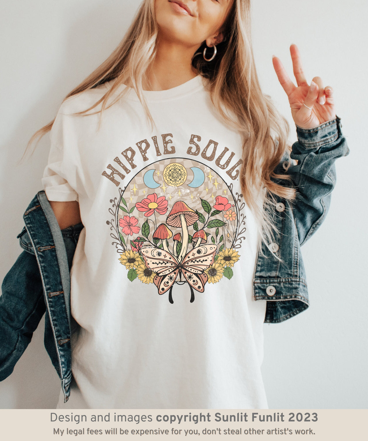 Boho Celestial Comfort Colors T-shirt, Luna Moth Shirt