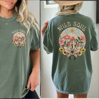 Thumbnail for Boho Floral Comfort Colors Hippie Tee