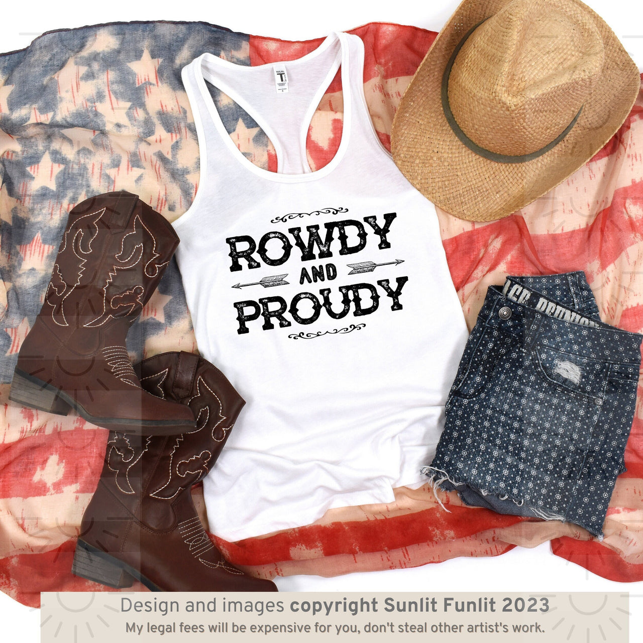 Country Concert Outfit Rowdy Cowgirl Tank Top, Country Girl Tank Top, Rodeo T Shirt, Cowgirl Summer Aesthetic, Western Rodeo for Woman, Gift - SunlitFunlit