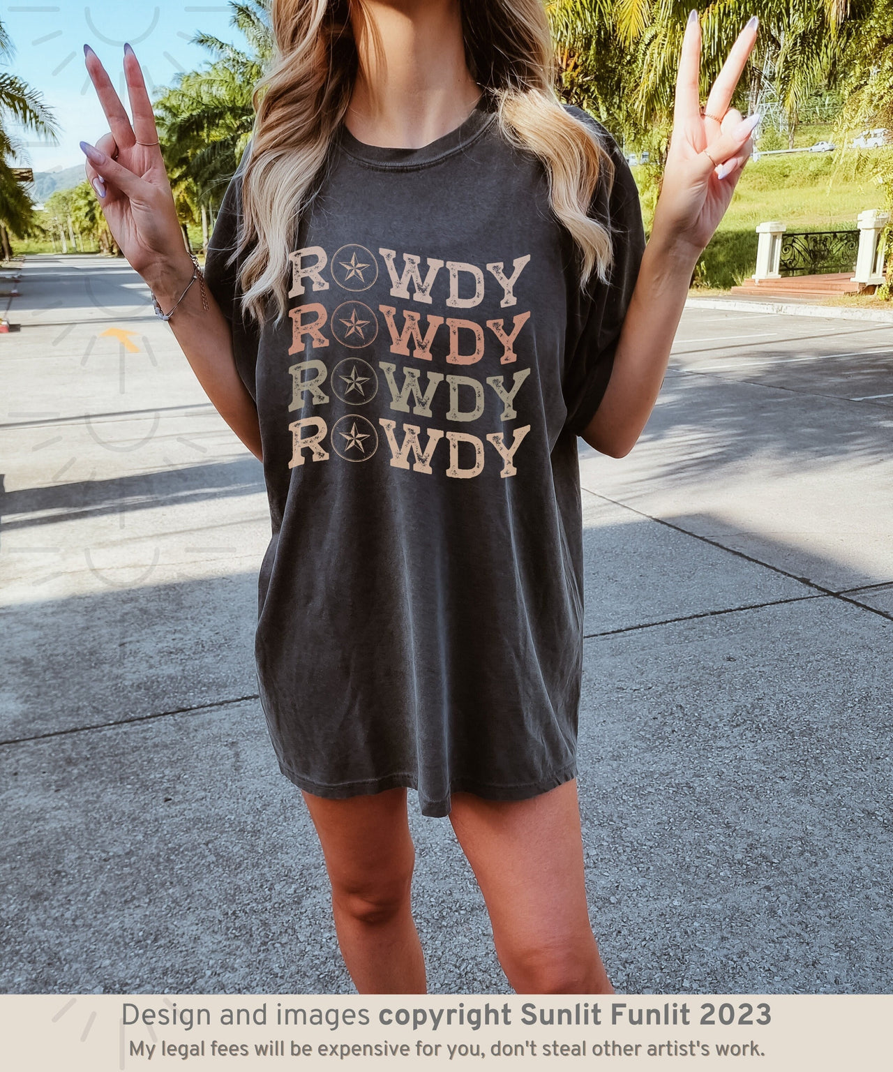 Comfort Colors Western Shirt, Coastal Cowgirl Rowdy Tshirt, Country Concert Tee, Cowgirl Summer Shirt, Oversized Rodeo Shirt for for Teens - SunlitFunlit