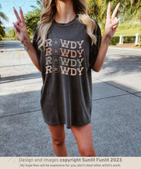 Thumbnail for Comfort Colors Western Shirt, Coastal Cowgirl Rowdy Tshirt, Country Concert Tee, Cowgirl Summer Shirt, Oversized Rodeo Shirt for for Teens - SunlitFunlit