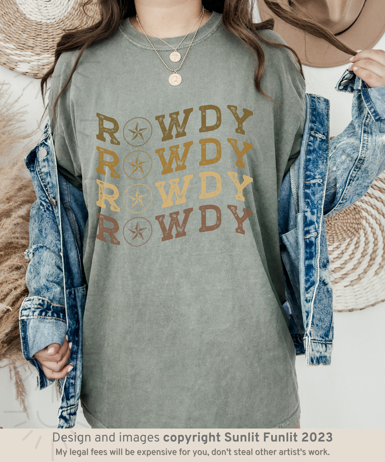 Comfort Colors Western Shirt, Coastal Cowgirl Rowdy Tshirt, Country Concert Tee, Cowgirl Summer Shirt, Oversized Rodeo Shirt for for Teens - SunlitFunlit