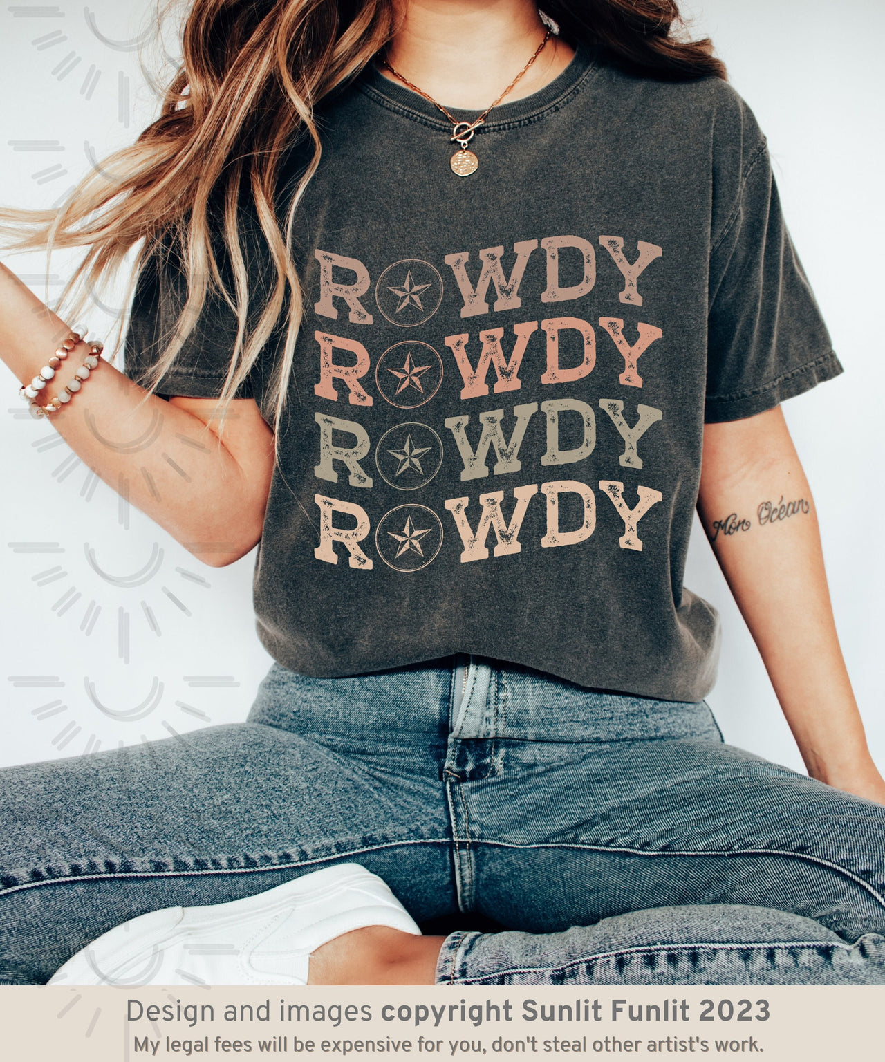 Comfort Colors Western Shirt, Coastal Cowgirl Rowdy Tshirt, Country Concert Tee, Cowgirl Summer Shirt, Oversized Rodeo Shirt for for Teens - SunlitFunlit