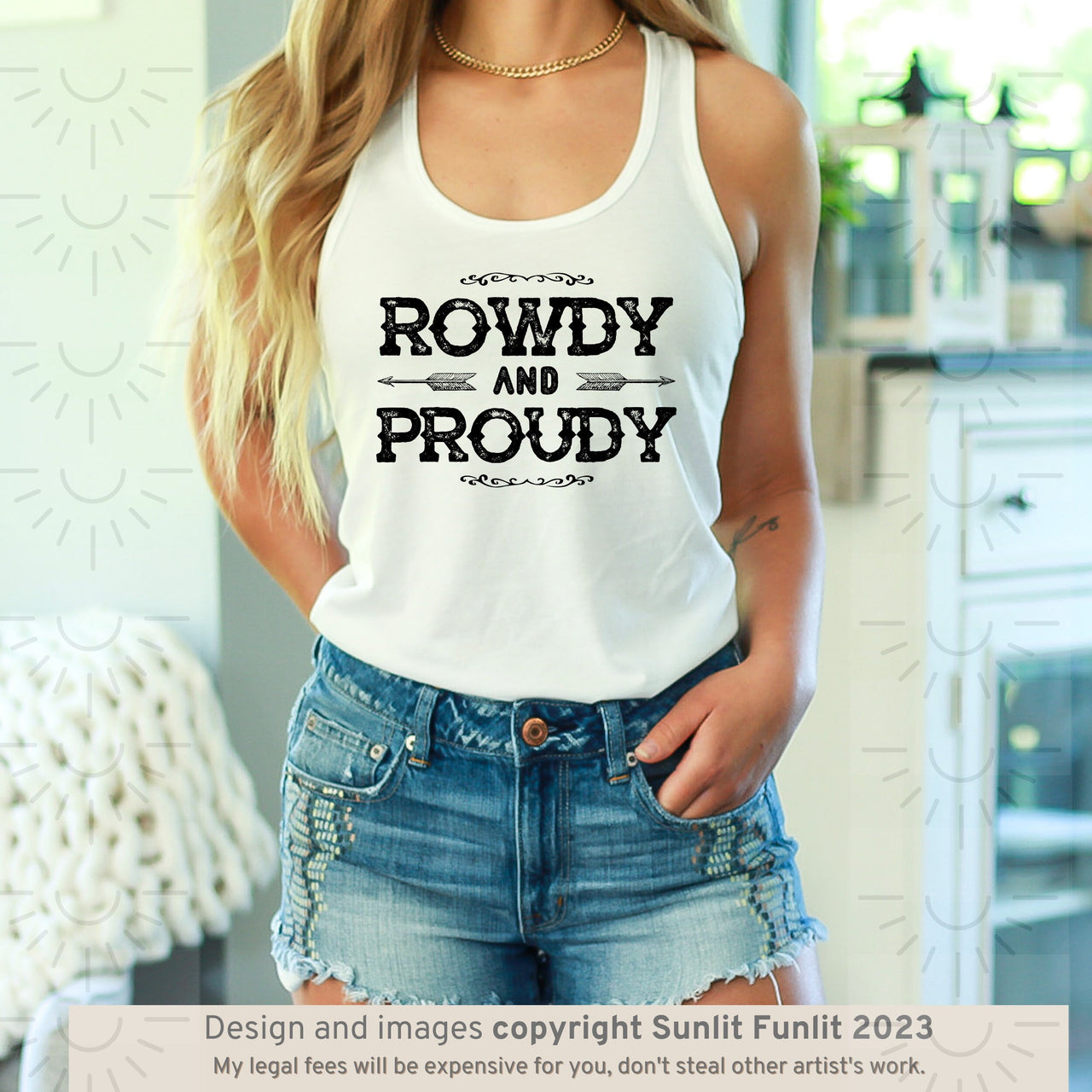 Country Concert Outfit Rowdy Cowgirl Tank Top, Country Girl Tank Top, Rodeo T Shirt, Cowgirl Summer Aesthetic, Western Rodeo for Woman, Gift - SunlitFunlit