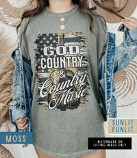 Thumbnail for Country Music Shirt Distressed Country Concert T Shirt Dress, Comfort Colors Plus Size