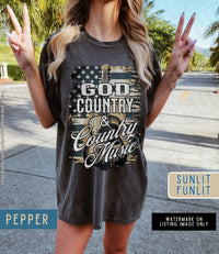 Thumbnail for Country Music Shirt Distressed Country Concert T Shirt Dress, Comfort Colors Plus Size