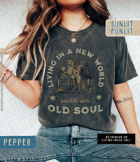 Thumbnail for Rich Men North of Richmond Shirt, New World Old Soul Tshirt, Song Lyrics, Comfort Colors Western Graphic Tee, American Rodeo Country Music - SunlitFunlit