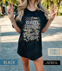 Thumbnail for Country Music Shirt Distressed Country Concert T Shirt Dress, Comfort Colors Plus Size