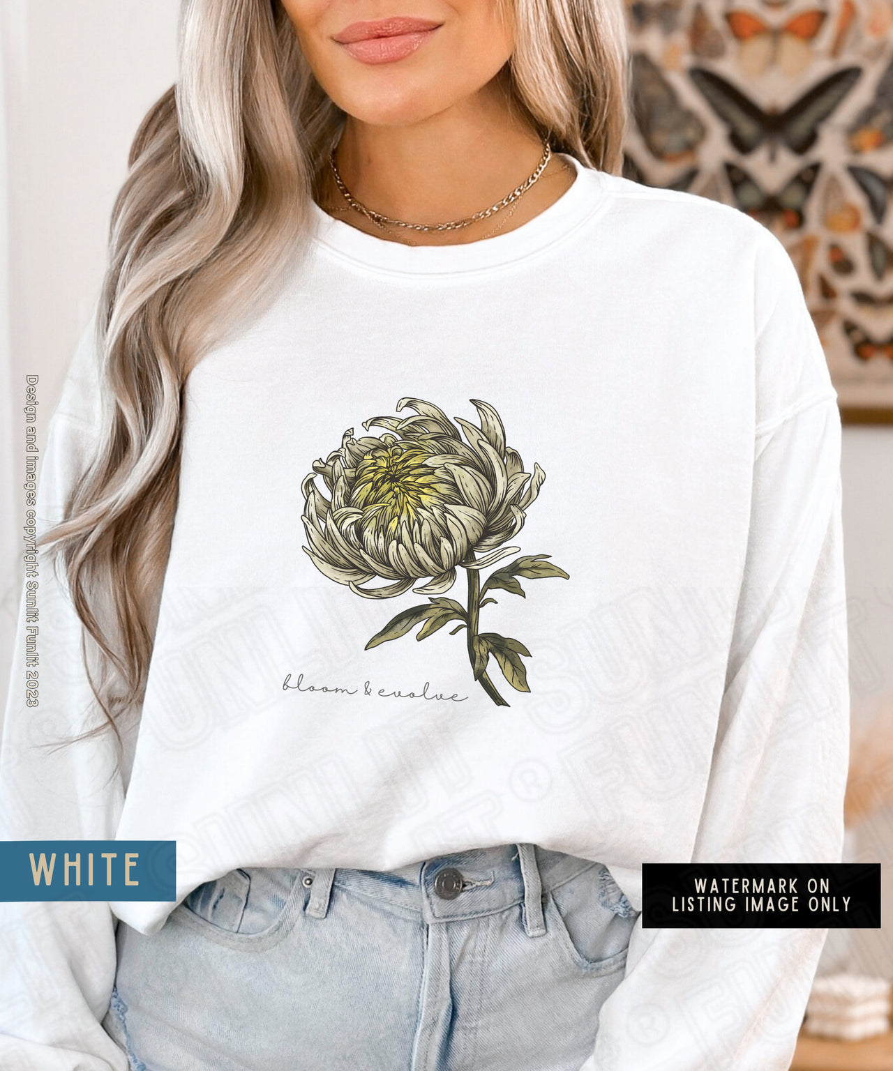 November Birth Flower Sweater, Comfort Colors Floral Sweatshirt, Minimalist Vintage Chrysanthemum Shirt, Birth Month Flower Birthday Gift - SunlitFunlit