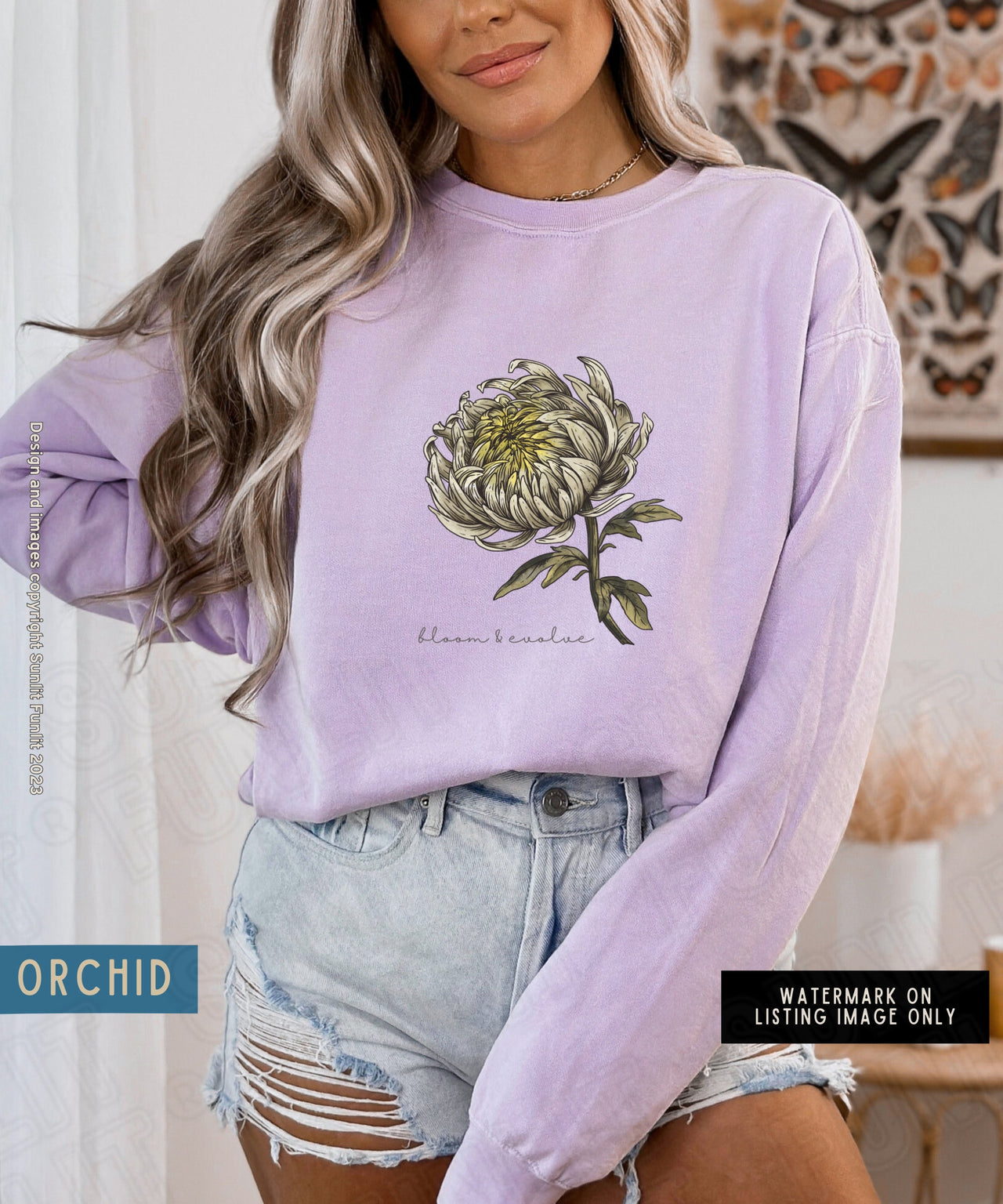 November Birth Flower Sweater, Comfort Colors Floral Sweatshirt, Minimalist Vintage Chrysanthemum Shirt, Birth Month Flower Birthday Gift - SunlitFunlit