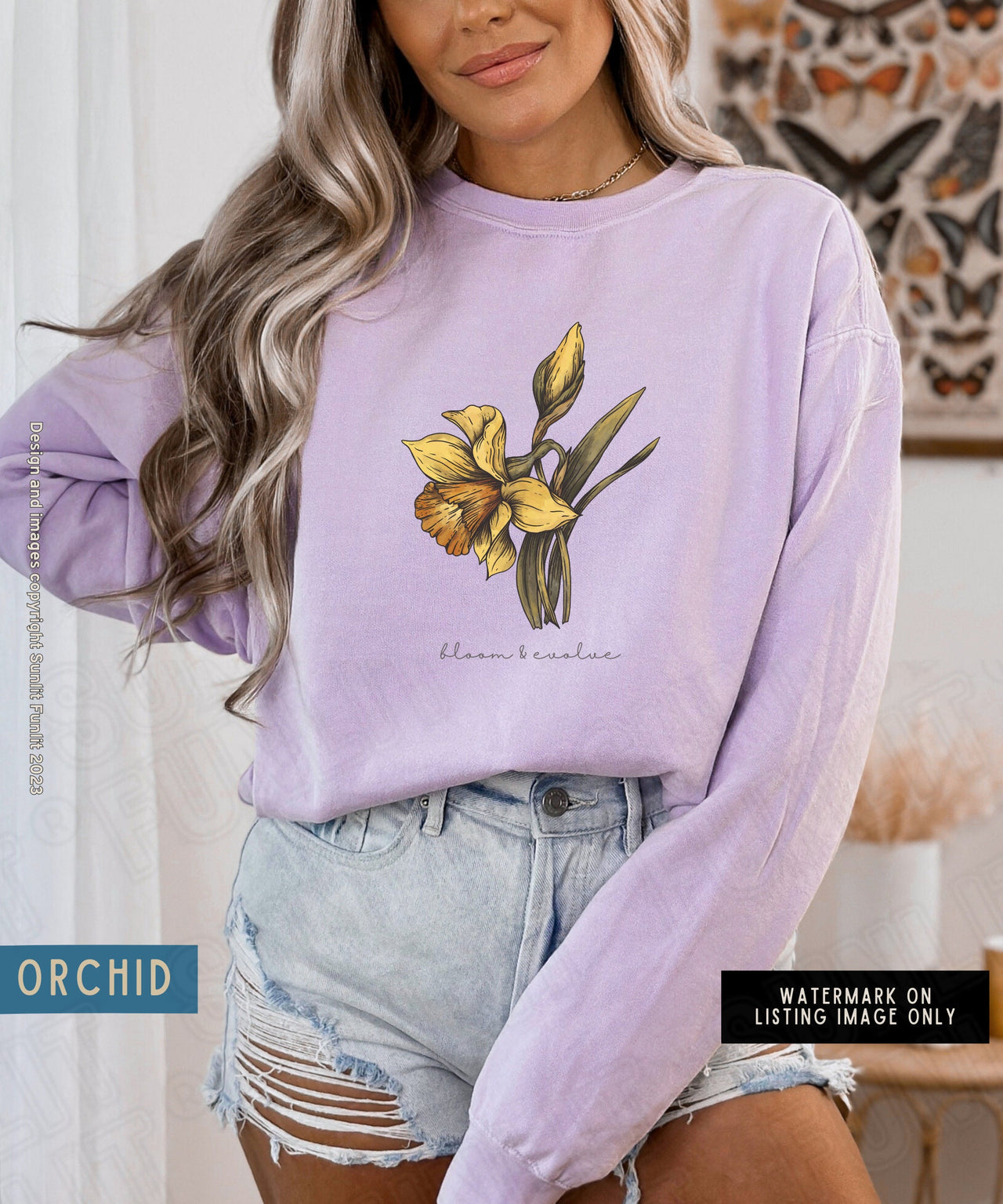 March Birth Flower Sweater, Comfort Colors Floral Sweatshirt, Minimalist Vintage Daffodil Shirt, Birth Month Flower Birthday Gift, Bloom Tee - SunlitFunlit