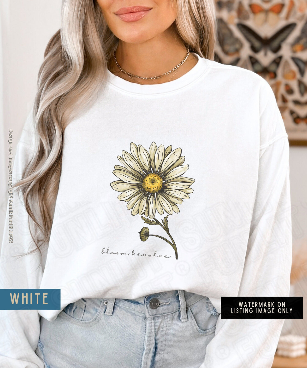 April Birth Flower Sweater, Comfort Colors Floral Sweatshirt, Minimalist Vintage Daisy Shirt, Birth Month Flower Birthday Gift Bloom Sweater - SunlitFunlit