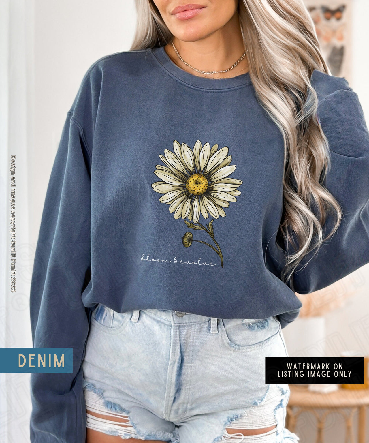 April Birth Flower Sweater, Comfort Colors Floral Sweatshirt, Minimalist Vintage Daisy Shirt, Birth Month Flower Birthday Gift Bloom Sweater - SunlitFunlit