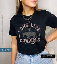 Thumbnail for Retro Cowgirl Tshirt Cute Country Shirt, Long Live Cowgirls Outfit for Women, Cowgirl Theme Shirt Horse Print, Country Concert Rodeo Tee - SunlitFunlit