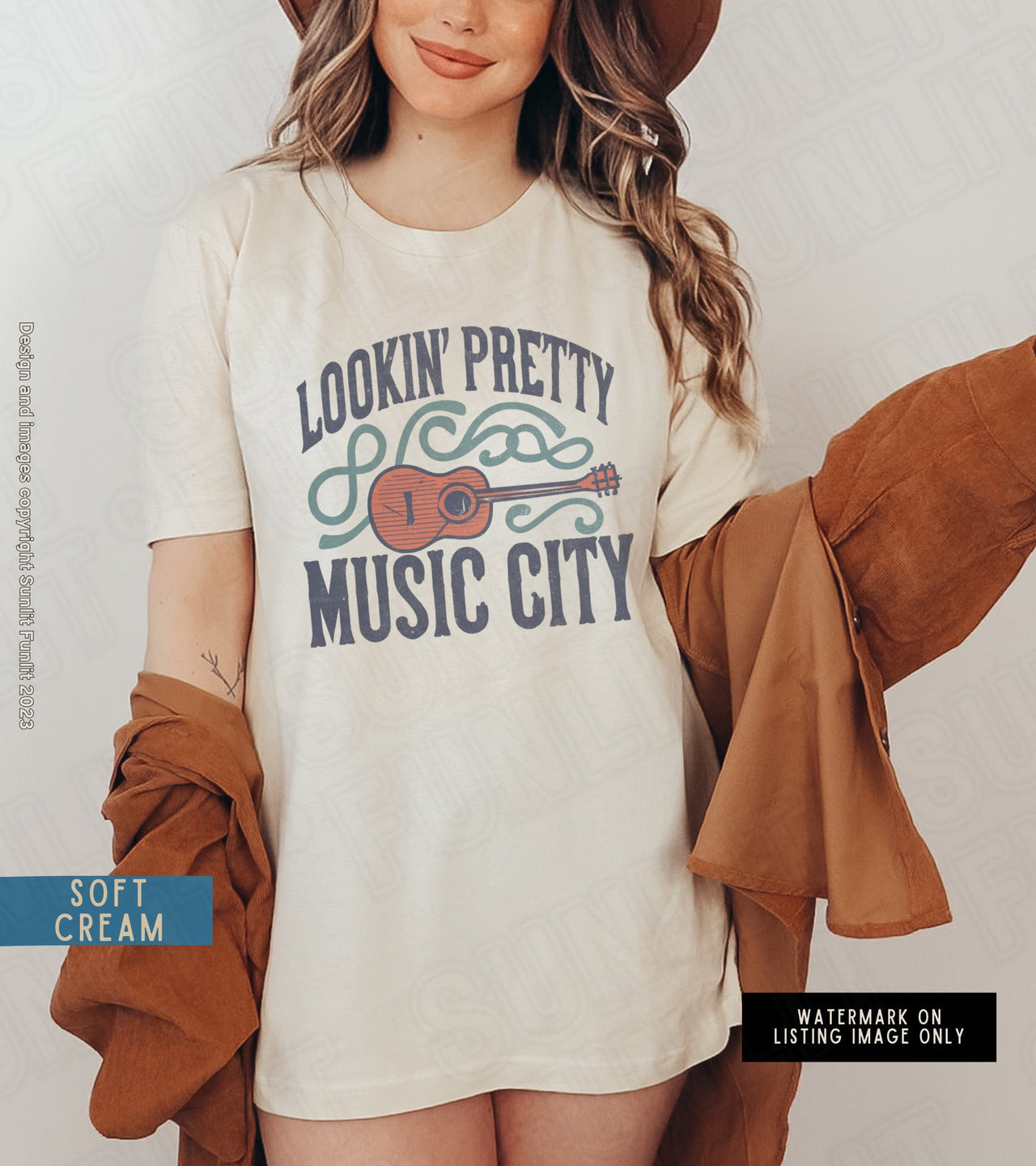 Nashville Tshirt Dress Oversized Graphic Shirt, Music City Cute Nashville Tee, Tennessee Country Music Retro Guitar T Shirt Music Lover Gift - SunlitFunlit