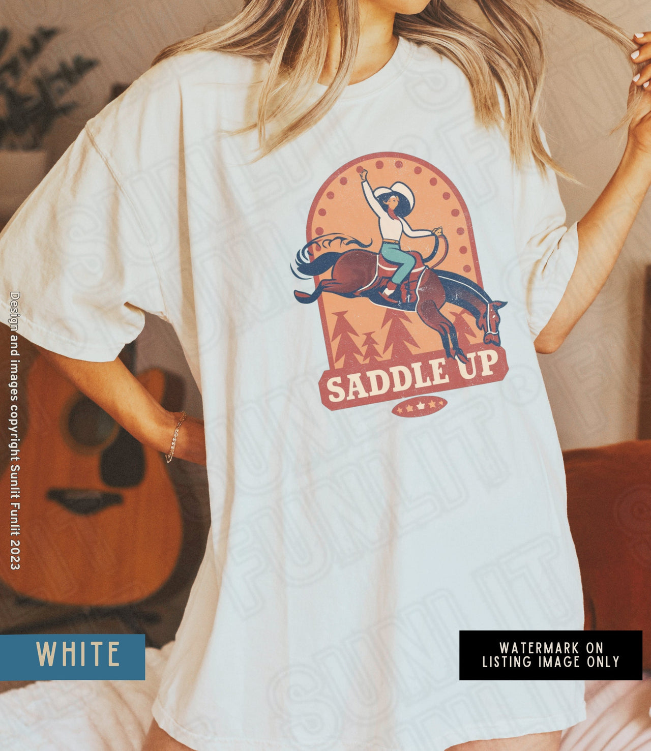 Comfort Colors Cowgirl Tshirt Dress, Retro Cowgirl Themed TShirt, Vintage Inspired Saddle Up Country Graphic Shirt, Country Concert Tee - SunlitFunlit