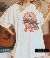 Thumbnail for Comfort Colors Cowgirl Tshirt Dress, Retro Cowgirl Themed TShirt, Vintage Inspired Saddle Up Country Graphic Shirt, Country Concert Tee - SunlitFunlit