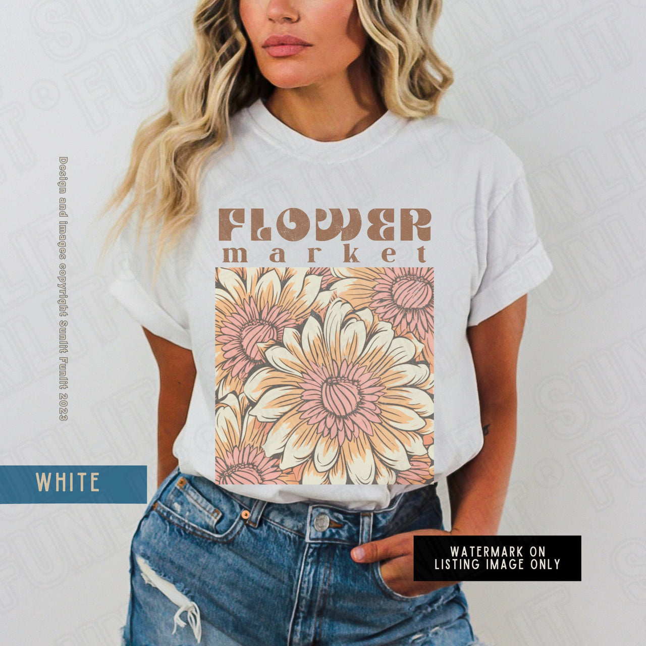 Flower Market Shirt, Comfort Colors Shirts With Flowers, Cottagecore Tee, Vintage Floral Tshirt, Artsy Boho Retro Botanical Wildflower Gift - SunlitFunlit