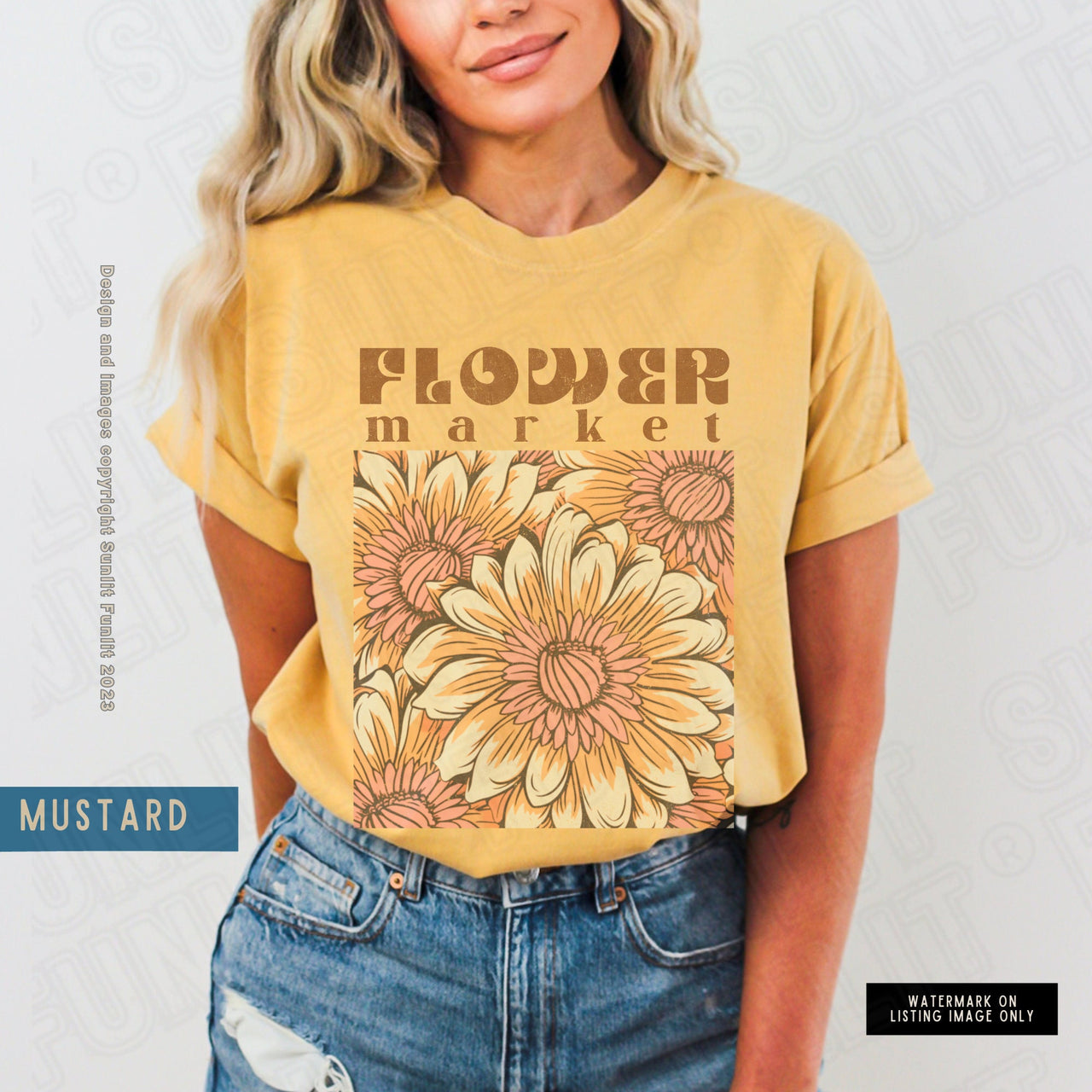 Flower Market Shirt, Comfort Colors Shirts With Flowers, Cottagecore Tee, Vintage Floral Tshirt, Artsy Boho Retro Botanical Wildflower Gift - SunlitFunlit