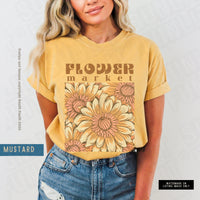 Thumbnail for Flower Market Shirt, Comfort Colors Shirts With Flowers, Cottagecore Tee, Vintage Floral Tshirt, Artsy Boho Retro Botanical Wildflower Gift - SunlitFunlit