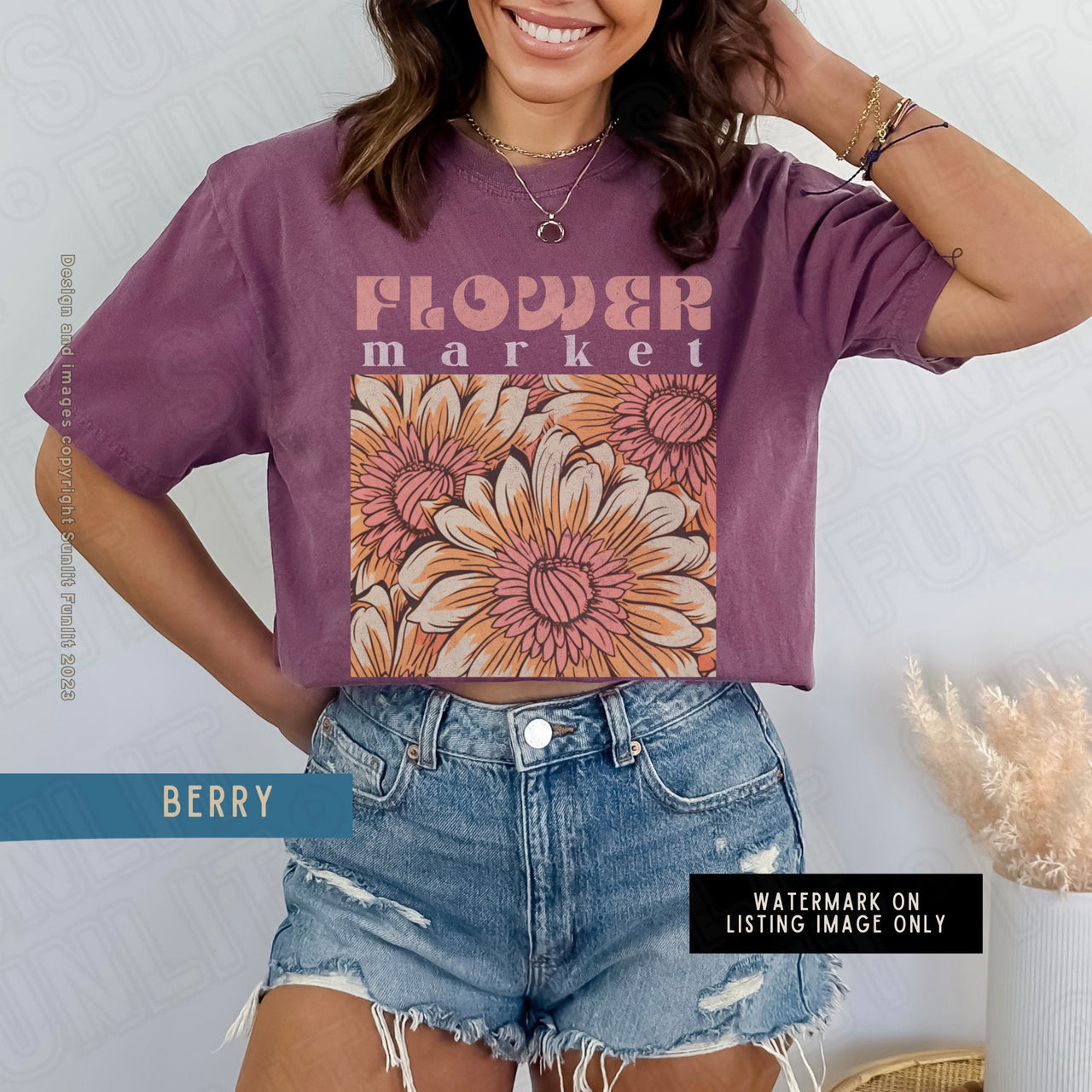 Flower Market Shirt, Comfort Colors Shirts With Flowers, Cottagecore Tee, Vintage Floral Tshirt, Artsy Boho Retro Botanical Wildflower Gift - SunlitFunlit