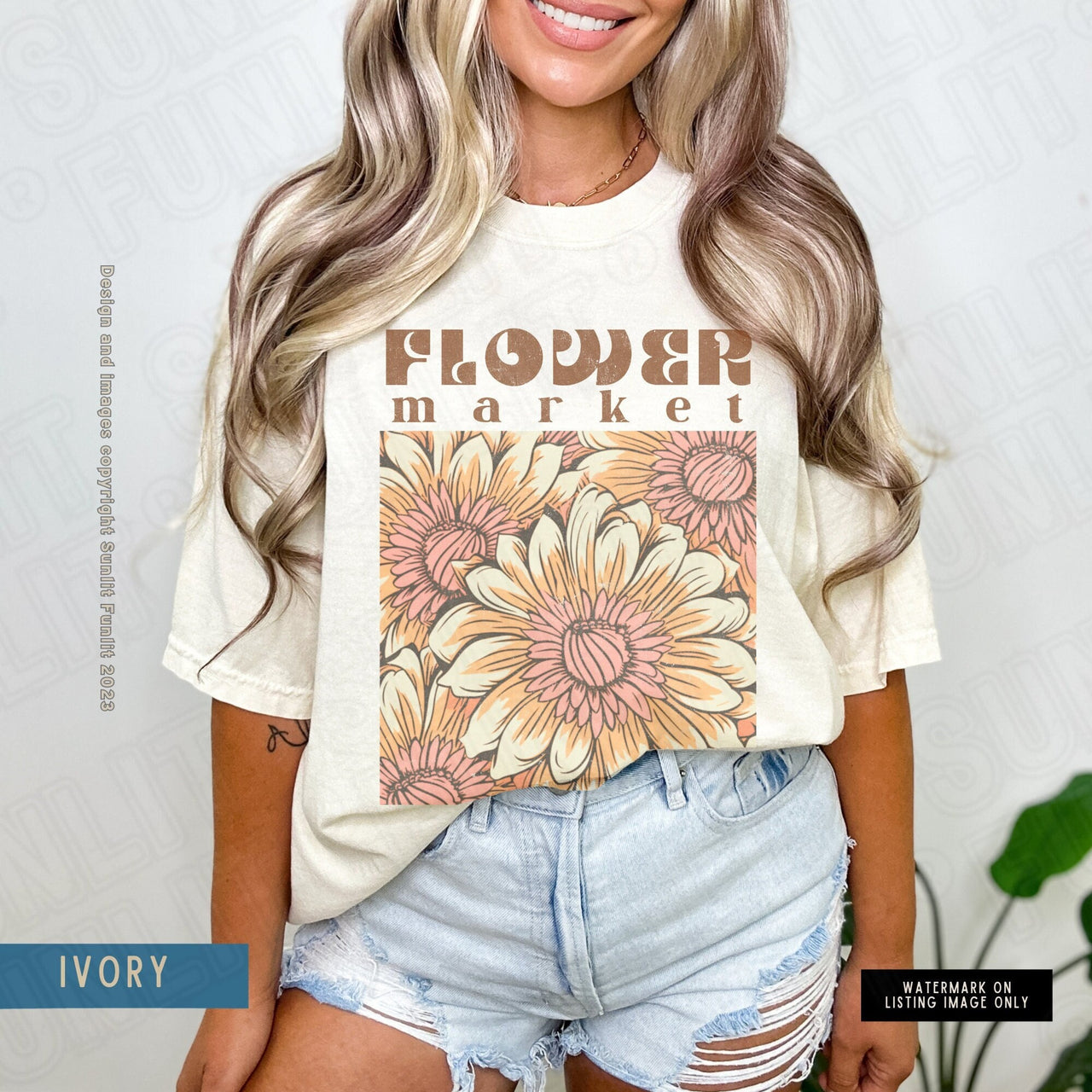 Flower Market Shirt, Comfort Colors Shirts With Flowers, Cottagecore Tee, Vintage Floral Tshirt, Artsy Boho Retro Botanical Wildflower Gift - SunlitFunlit