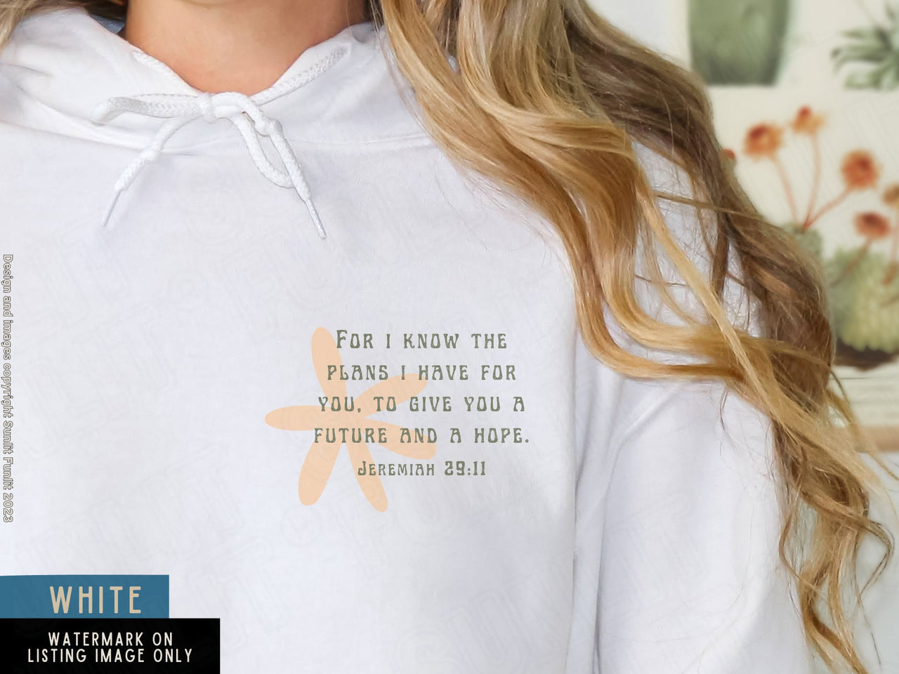 Faith Based Trendy Sweatshirt Christian Hoodie, Wild Flower Bible Verse Sweater, Faith Over Fear Trust in the Lord Jesus Jeremiah 29 11 Gift - SunlitFunlit