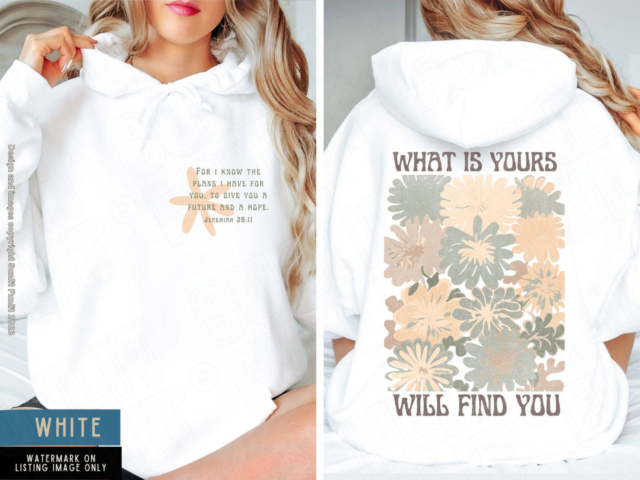 Faith Based Trendy Sweatshirt Christian Hoodie, Wild Flower Bible Verse Sweater, Faith Over Fear Trust in the Lord Jesus Jeremiah 29 11 Gift - SunlitFunlit