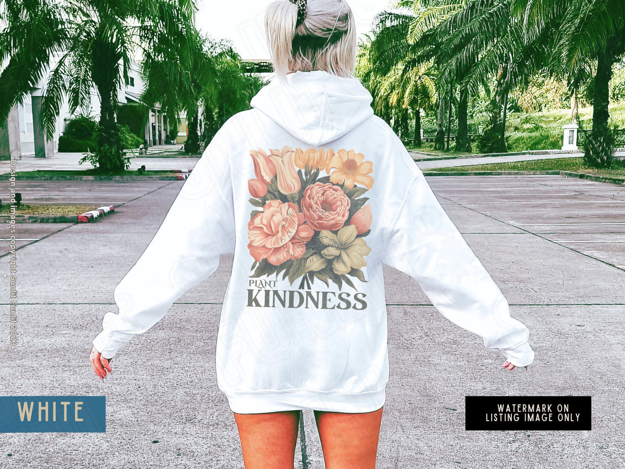 Kindness Hoodie Sweatshirt, Retro Flowers Plant Kindness Sweater, Plant Mom Clothes, Vintage Distressed Hoodie Words on Back, Be Kind Shirt - SunlitFunlit