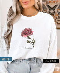 Thumbnail for January Birth Flower Sweater, Comfort Colors Floral Sweatshirt, Minimalist Vintage Carnation Shirt, Birth Month Flower, Jan Birthday Gift - SunlitFunlit