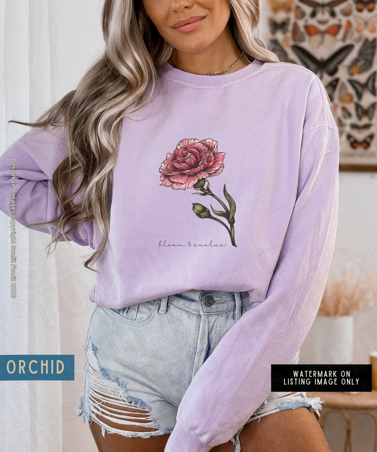 January Birth Flower Sweater, Comfort Colors Floral Sweatshirt, Minimalist Vintage Carnation Shirt, Birth Month Flower, Jan Birthday Gift - SunlitFunlit