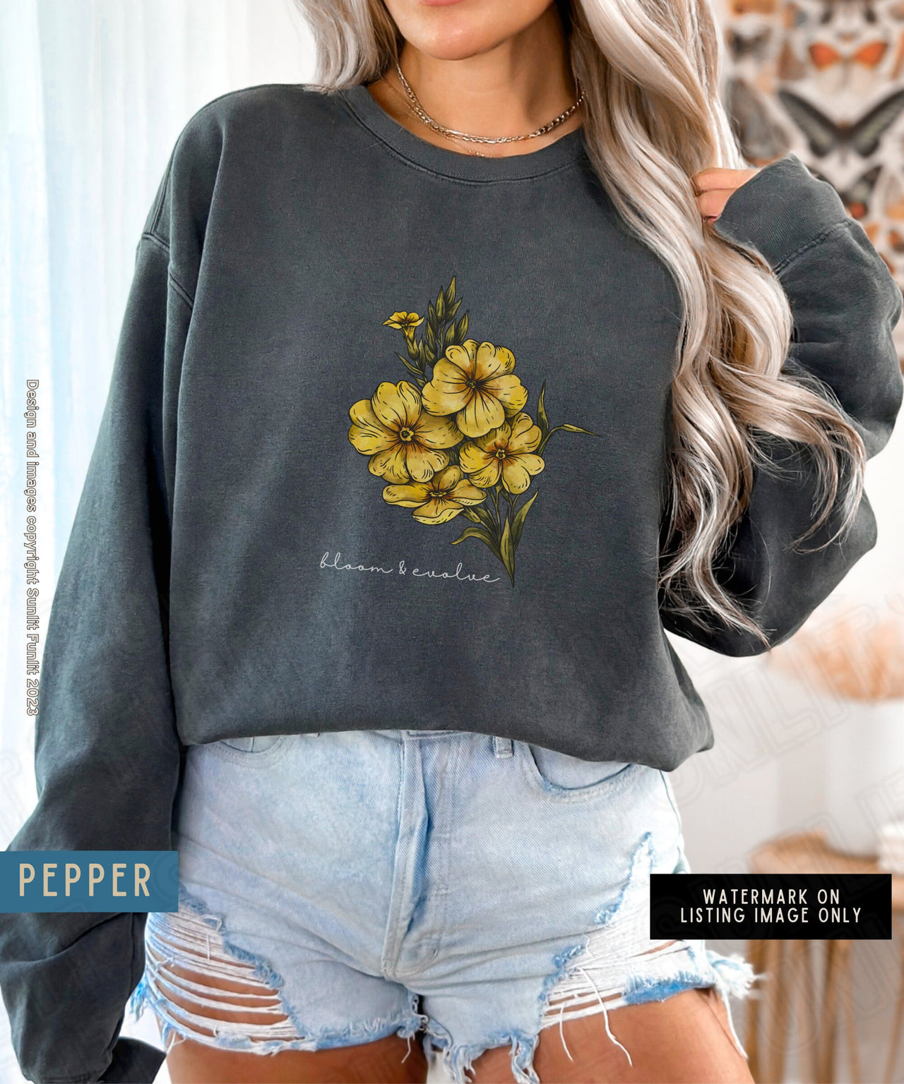 February Birth Flower Sweater, Comfort Colors Floral Sweatshirt, Feb Birth Month Flower Gift, Minimalist Vintage Primrose Shirt, Bloom Tee - SunlitFunlit